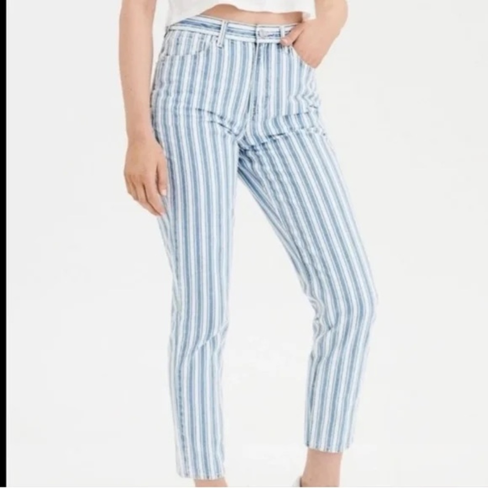 American Eagle Striped Mom Jean
